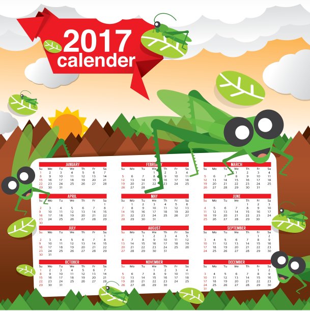 2017日历开始星期日丛林概念图片 2017日历开始星期日丛林概念图片下载