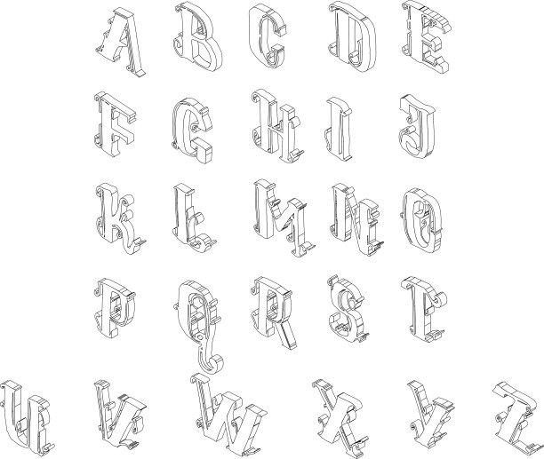 全套等距字母表图片 全套等距字母表图片下载