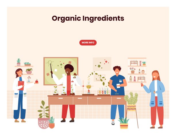 有机化妆品实验室概念插图。科学家在化学和生物实验室工作。天然成分的化妆品。草药。矢量网站设计模板。着陆页的网站。图片 有机化妆品实验室概念插图。科学家在化学和生物实验室工作。天然成分的化妆品。草药。矢量网站设计模板。着陆页的网站。图片下载