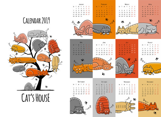 睡猫设计日历2019图片 睡猫设计日历2019图片下载