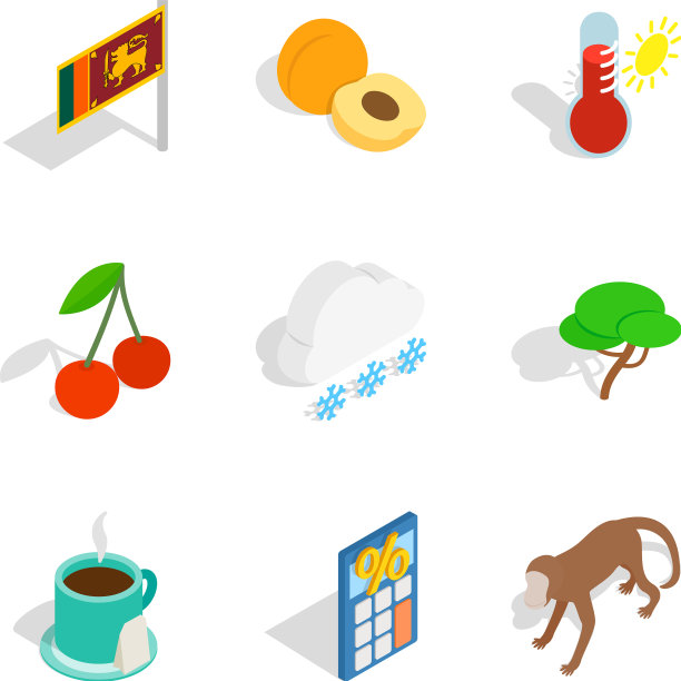 斯里兰卡图标设置等距样式图片 斯里兰卡图标设置等距样式图片下载