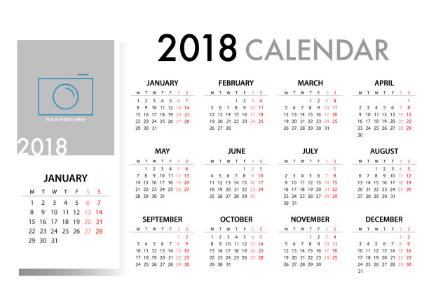 2018年模板设计周日历开始图片 2018年模板设计周日历开始图片下载