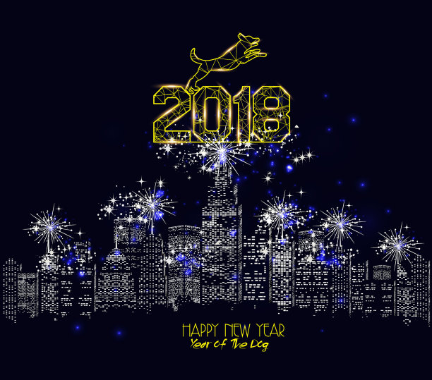 新年2018多边形线光背景图片 新年2018多边形线光背景图片下载