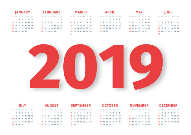 日历2019周从周日开始图片 日历2019周从周日开始图片下载