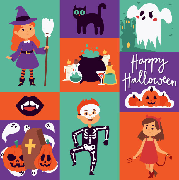 万圣节的孩子们装扮trick or treat派对图片 万圣节的孩子们装扮trick or treat派对图片下载