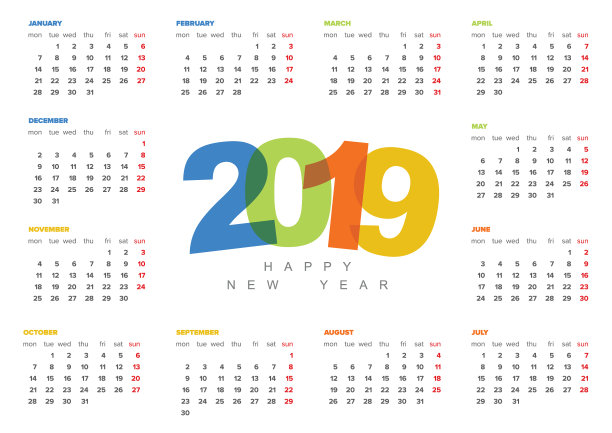2019年日历模板图片 2019年日历模板图片下载