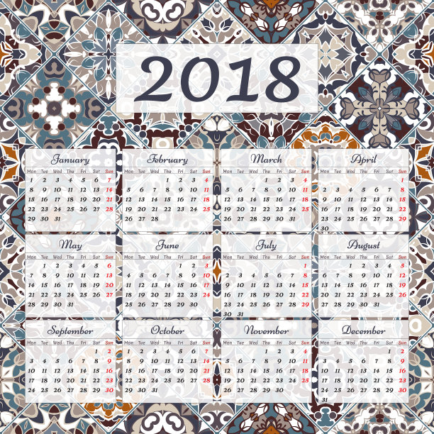 2018年12个月的挂历图片 2018年12个月的挂历图片下载