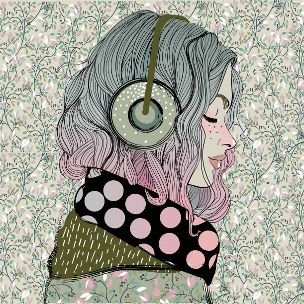 戴耳机的漂亮女孩图片 戴耳机的漂亮女孩图片下载