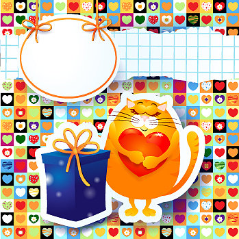 甜蜜的小猫和礼物定制背景图片 甜蜜的小猫和礼物定制背景图片下载