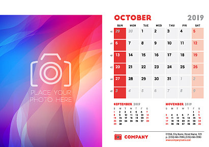 2019年10月台历设计模板用图片 2019年10月台历设计模板用图片下载