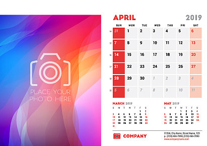 2019年4月台历设计模板用图片 2019年4月台历设计模板用图片下载