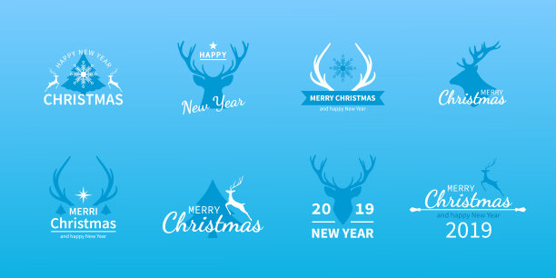圣诞和新年鹿集的节日标志图片 圣诞和新年鹿集的节日标志图片下载