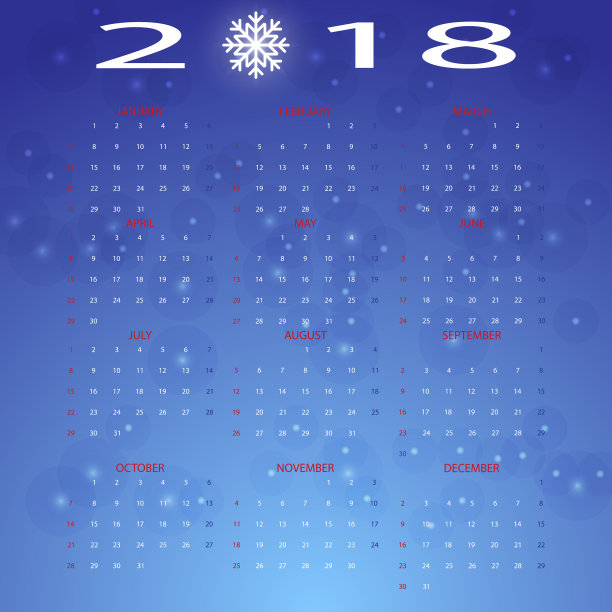 2018年雪冬日历图片 2018年雪冬日历图片下载