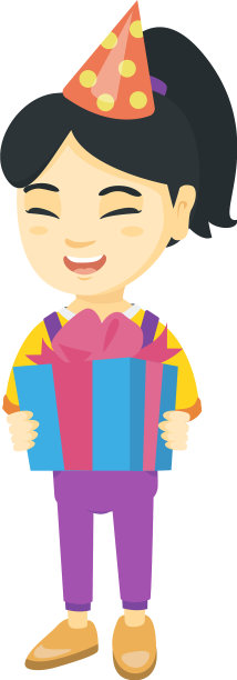 亚洲女孩在生日帽持有礼盒图片 亚洲女孩在生日帽持有礼盒图片下载