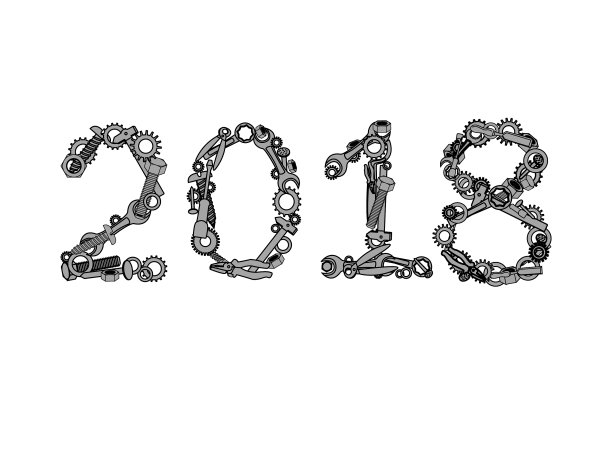 2018年新年快乐数字来自硬件工具图片 2018年新年快乐数字来自硬件工具图片下载