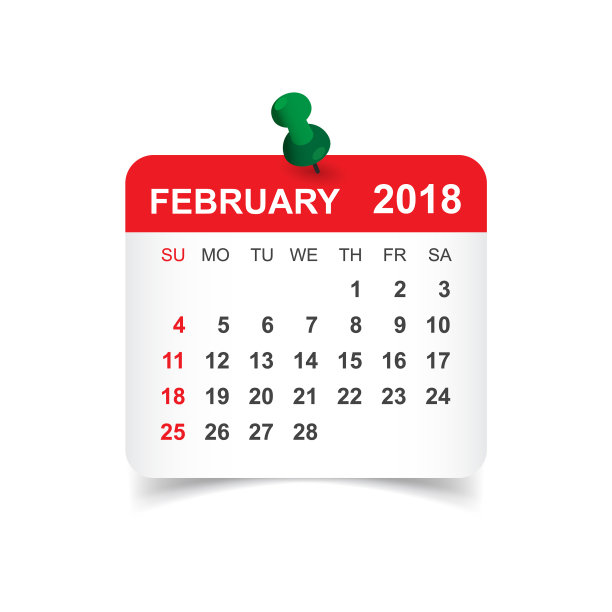 2018年2月日历贴纸设计图片 2018年2月日历贴纸设计图片下载