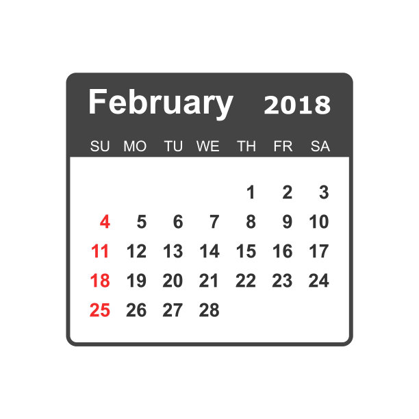 2018年2月日历日历规划师设计图片 2018年2月日历日历规划师设计图片下载