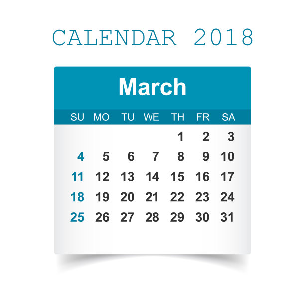 2018年3月日历贴纸设计图片 2018年3月日历贴纸设计图片下载