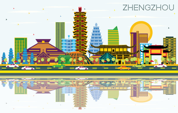 郑州中国城市天际线与彩色建筑图片 郑州中国城市天际线与彩色建筑图片下载