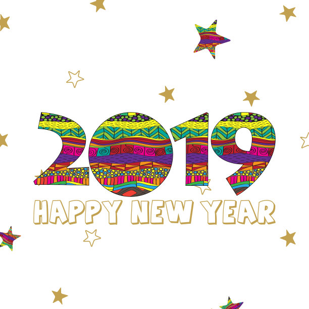 2019年新年贺卡,创意数字和图片 2019年新年贺卡,创意数字和图片下载