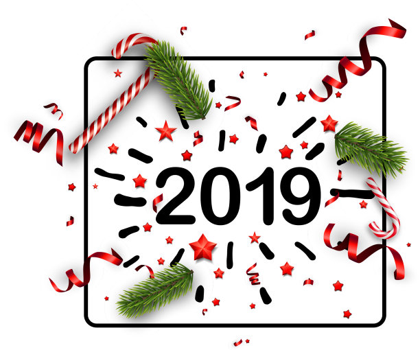 白色2019新年背景与杉木红色图片 白色2019新年背景与杉木红色图片下载