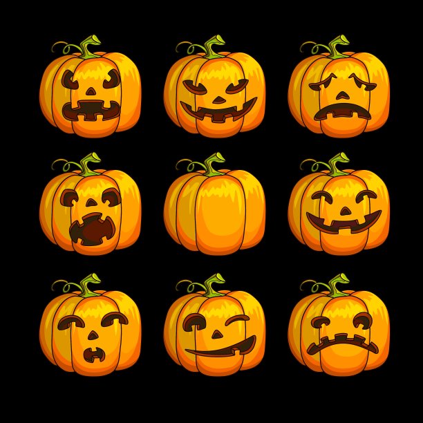 万圣节的可怕的南瓜套不同图片 万圣节的可怕的南瓜套不同图片下载