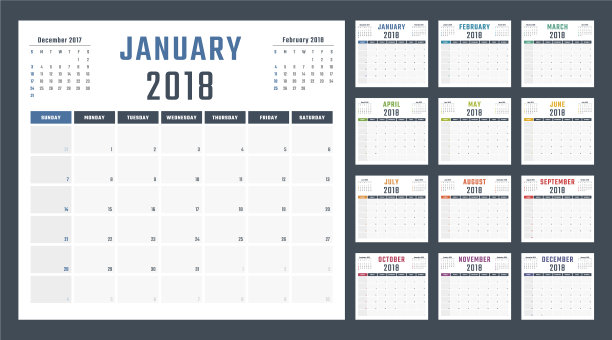 2018年的日历从周日日历开始图片 2018年的日历从周日日历开始图片下载