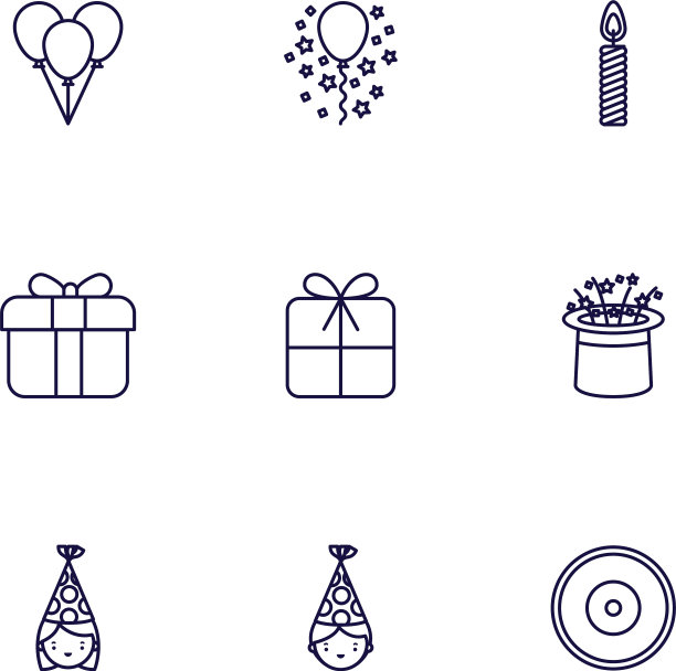 孤立的党图标设置设计图片 孤立的党图标设置设计图片下载