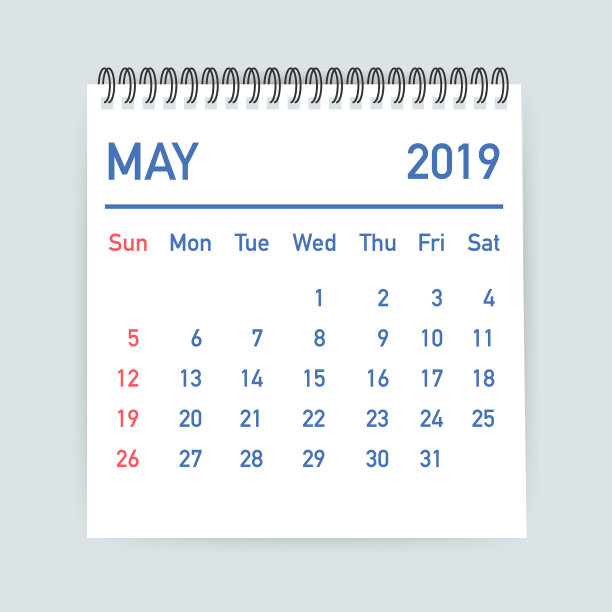 2019年5月日历叶日历2019平图片 2019年5月日历叶日历2019平图片下载