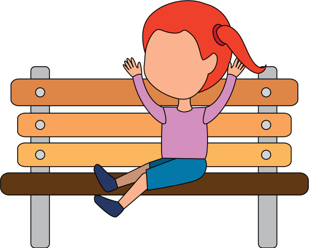 女孩在公园木制椅子图标图片 女孩在公园木制椅子图标图片下载