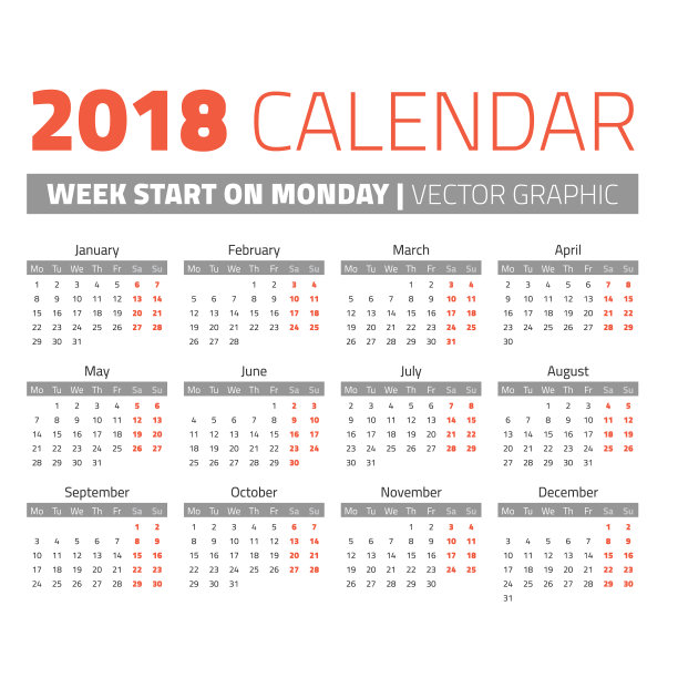 简单的2018年日历图片 简单的2018年日历图片下载