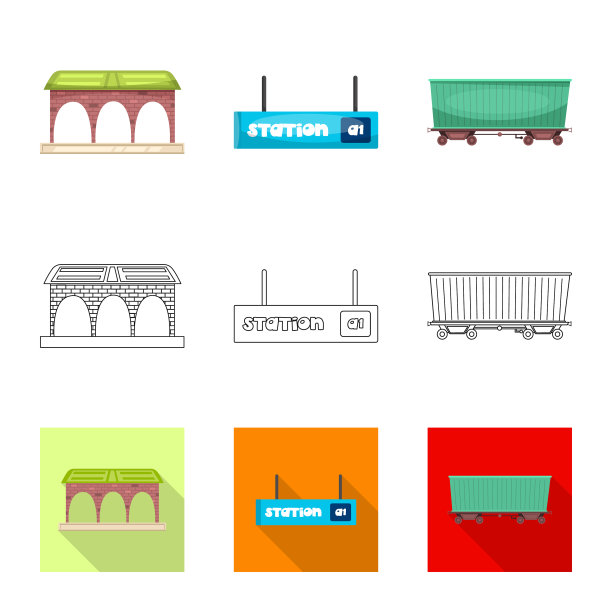 孤立对象的火车站标志集图片 孤立对象的火车站标志集图片下载