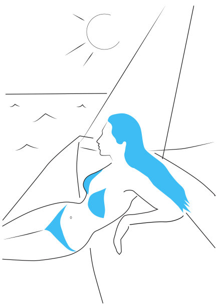 一个美丽的女人躺在帆船上欣赏大海。图片 一个美丽的女人躺在帆船上欣赏大海。图片下载