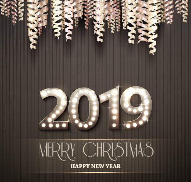 2019年新年计数符号与灯泡图片 2019年新年计数符号与灯泡图片下载