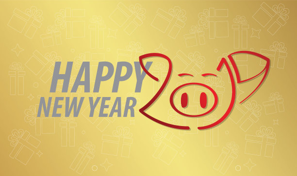 标志式新年2019猪风格图片 标志式新年2019猪风格图片下载