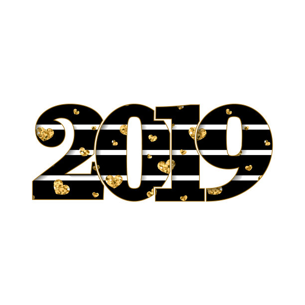 新年贺卡黑色数字2019与黄金图片 新年贺卡黑色数字2019与黄金图片下载