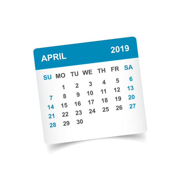 日历2019年4月在纸贴纸里贴着图片 日历2019年4月在纸贴纸里贴着图片下载