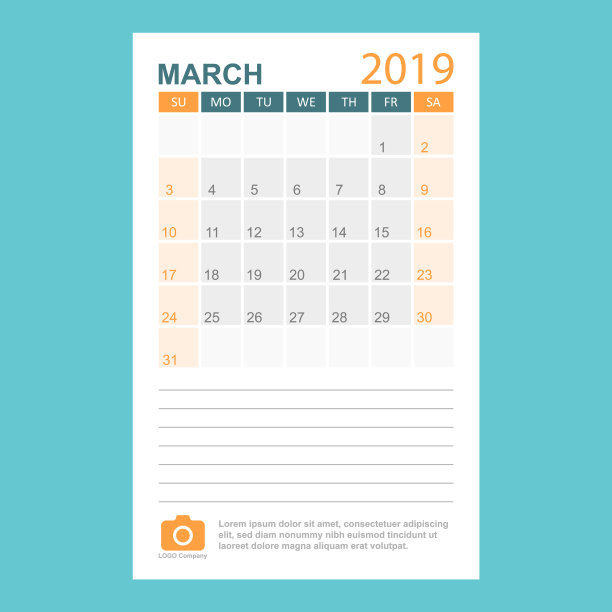 日历采用2019年3月简体日历图片 日历采用2019年3月简体日历图片下载