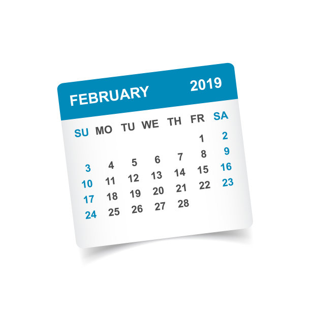 日历2019年2月贴纸用图片 日历2019年2月贴纸用图片下载