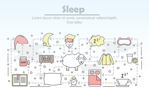 细线艺术睡眠海报横幅模板图片 细线艺术睡眠海报横幅模板图片下载
