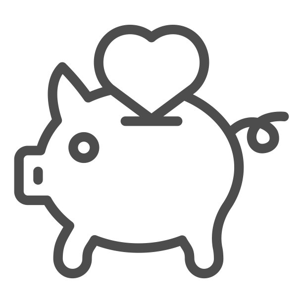存钱罐和爱心的爱情线图标图片 存钱罐和爱心的爱情线图标图片下载