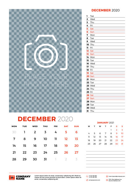 2020年12月的挂历计划器模板图片 2020年12月的挂历计划器模板图片下载
