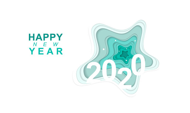 2020年新年快乐的纸面风格图片 2020年新年快乐的纸面风格图片下载