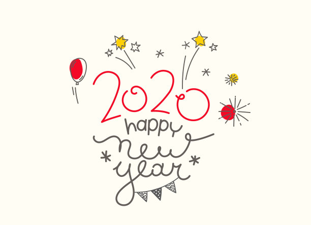 快乐的新2020年涂鸦风格元素和图片 快乐的新2020年涂鸦风格元素和图片下载