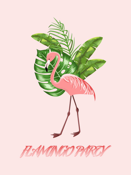 海滩派对火烈鸟的邀请函模板图片 海滩派对火烈鸟的邀请函模板图片下载