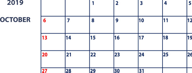 孤立的10月页2019计划日历图片 孤立的10月页2019计划日历图片下载