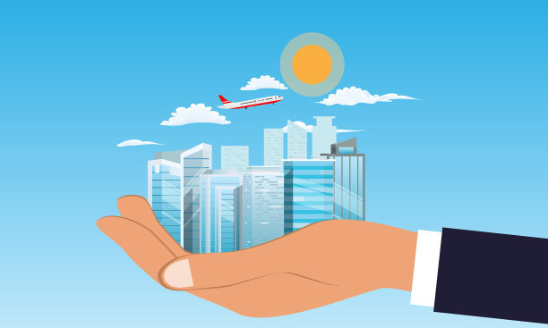 商人持有城市景观或建筑在手中图片 商人持有城市景观或建筑在手中图片下载