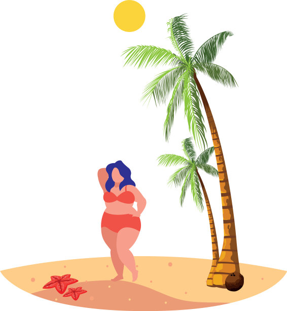 年轻的大女人在海滩夏天的场景图片 年轻的大女人在海滩夏天的场景图片下载