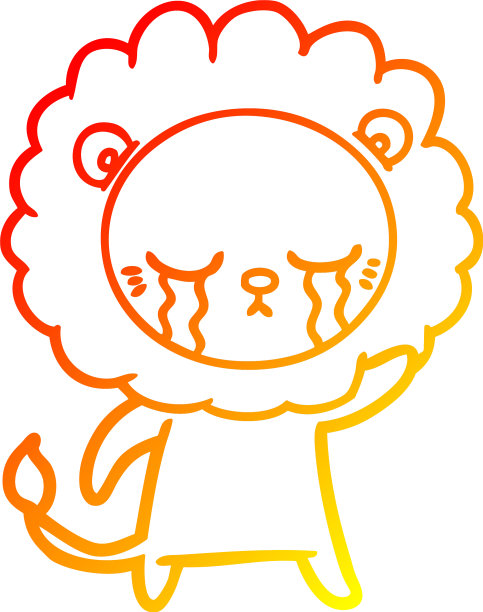 暖梯度线画哭卡通狮子图片 暖梯度线画哭卡通狮子图片下载