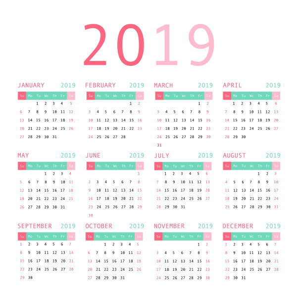 日历模板设计2019图片 日历模板设计2019图片下载